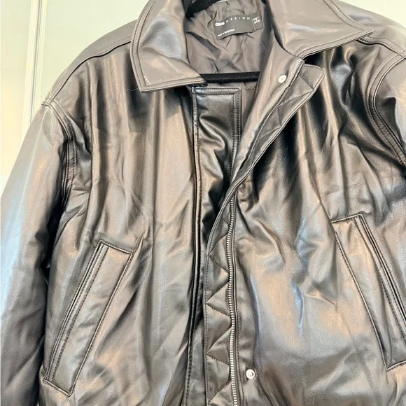 ASOS Black Leather Bomber Jacket - Picture 2 of 5